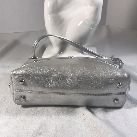 St John Metallic Silver Women's Textured Leather Mini  Handbag Evening Purse - Picture 4 of 7